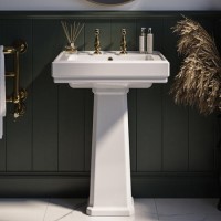 Traditional Full Pedestal 2 Tap Hole Basin 583mm - Park Royal