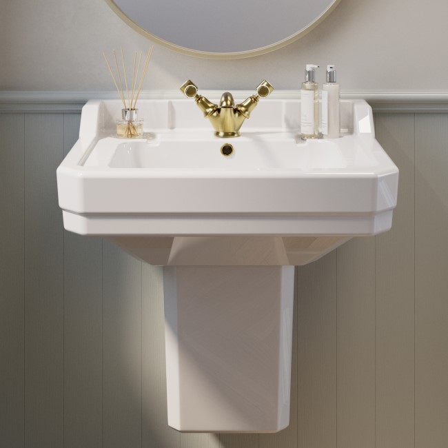 Traditional Semi Pedestal 1 Tap Hole Basin 570mm - Ripley