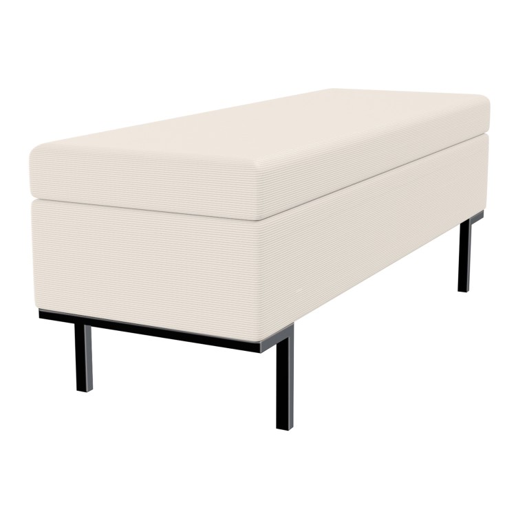 ONLY OPENED - Upholstered Ottoman Storage Bench in Beige Corduroy - Roman