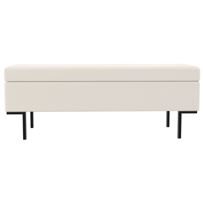 ONLY OPENED - Upholstered Ottoman Storage Bench in Beige Corduroy - Roman