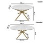 Round to Oval White Marble Effect Extendable Dining Table Set with 4 Mink Velvet Chairs - Seats 4 - Reine