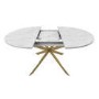 White Marble Effect Extendable Dining Table Set with 4 Mink Velvet Chairs - Seats 4 - Reine