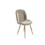 Round to Oval White Marble Effect Extendable Dining Table Set with 4 Mink Velvet Chairs - Seats 4 - Reine