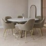 White Marble Effect Extendable Dining Table Set with 6 Mink Velvet Chairs - Seats 6 - Reine