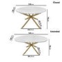 Large Round to Oval White Marble Effect Extendable Dining Table Set with 6 Mink Velvet Chairs - Seats 6 - Reine