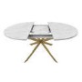 White Marble Effect Extendable Dining Table Set with 6 Mink Velvet Chairs - Seats 6 - Reine