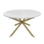 White Marble Effect Extendable Dining Table Set with 6 Mink Velvet Chairs - Seats 6 - Reine