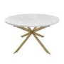 Large Round to Oval White Marble Effect Extendable Dining Table Set with 6 Mink Velvet Chairs - Seats 6 - Reine