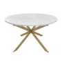 White Marble Effect Extendable Dining Table Set with 4 Cream Boucle Chairs - Seats 4 - Reine