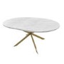 White Marble Effect Extendable Dining Table Set with 4 Cream Boucle Chairs - Seats 4 - Reine