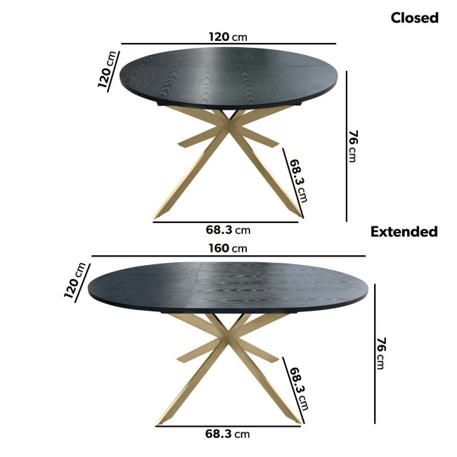 Black Wooden Extendable Dining Table Set with 4 Mink Velvet Chairs - Seats 4 - Reine