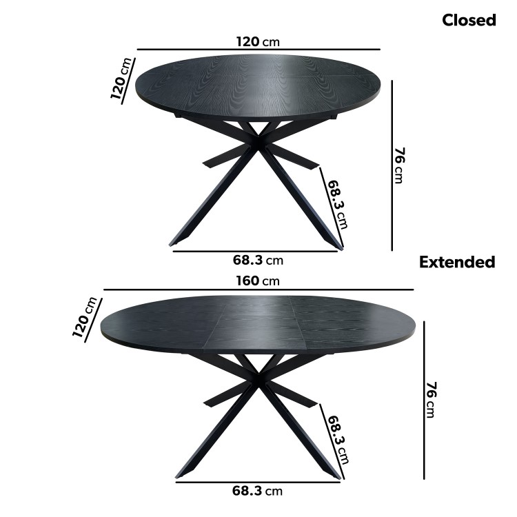 Black Wooden Extendable Dining Table Set with 4 Mink Boucle Chairs - Seats 4 - Reine