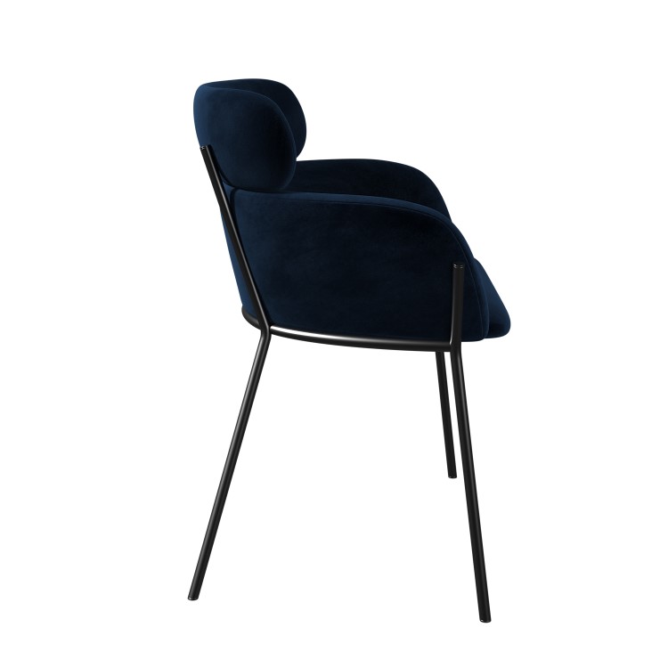 ALMOST PERFECT - Navy Velvet Curved Dining Chair - Isla