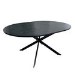 Round to Oval Black Wooden Extendable Dining Table with Black Legs - Seats 4 - 6 - Reine