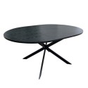 RNE003 Round to Oval Black Wooden Extendable Dining Table with Black Legs - Seats 4 - 6 - Reine