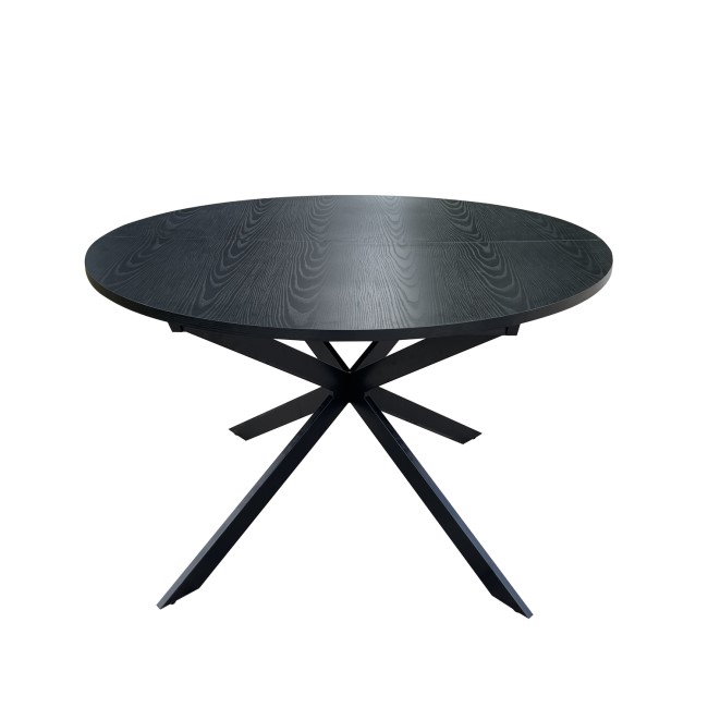 Round to Oval Black Wooden Extendable Dining Table with Black Legs - Seats 4 - 6 - Reine