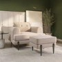Beige Fabric Armchair and Footstool Set - Rosie