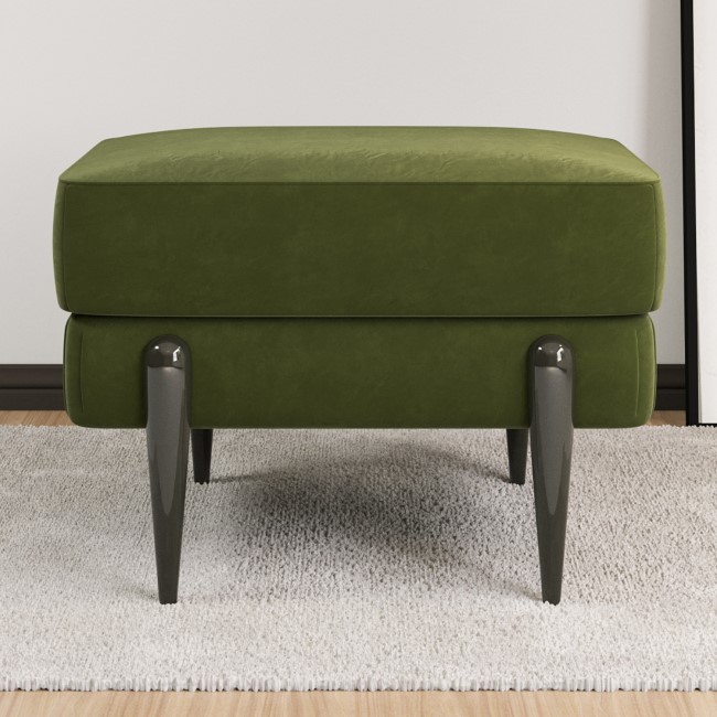 4 Seater Sofa and Armchair Set with Footstool in Green Velvet - Rosie