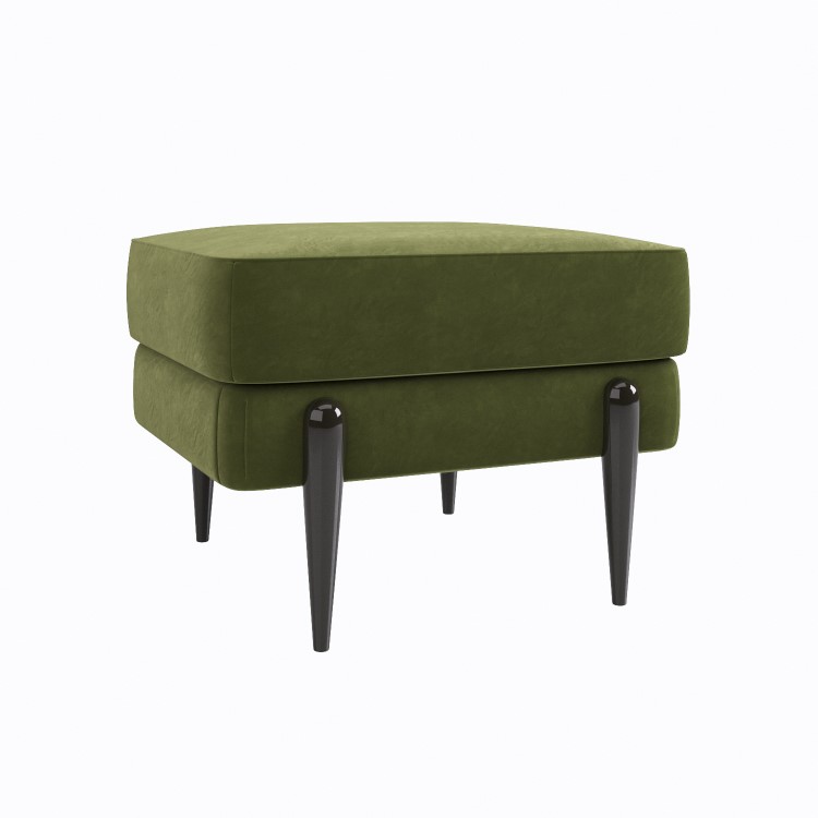 Small Olive Green Velvet Footstool - Rosie