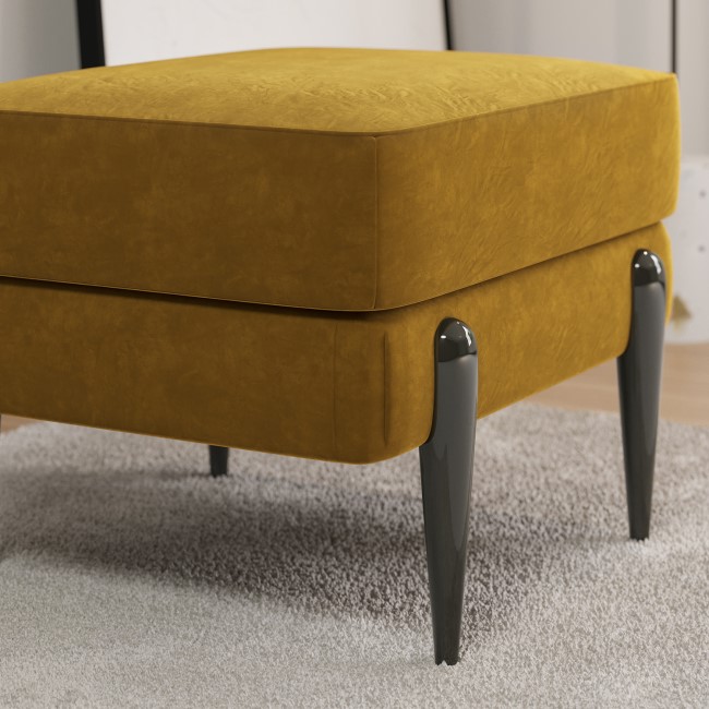 ALMOST PERFECT - Small Mustard Velvet Footstool - Rosie