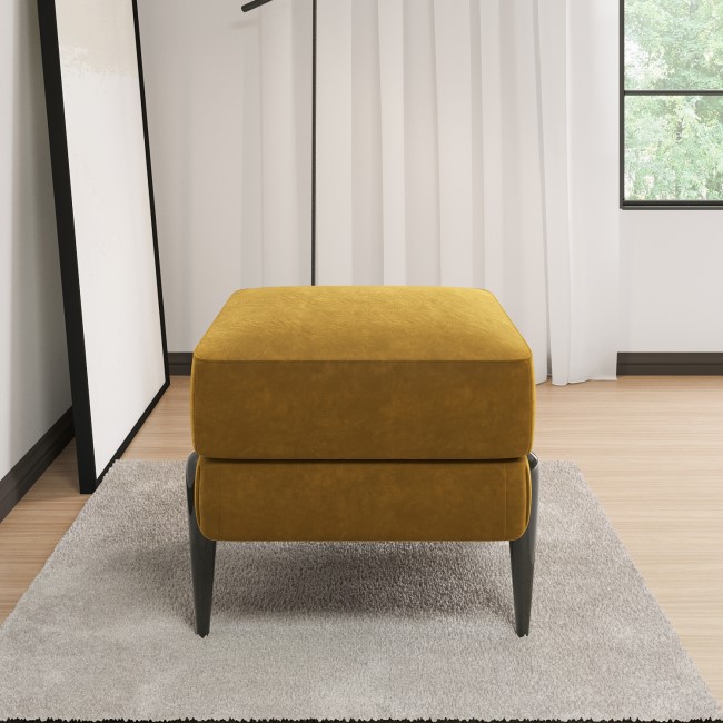 ALMOST PERFECT - Small Mustard Velvet Footstool - Rosie