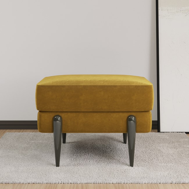 ALMOST PERFECT - Small Mustard Velvet Footstool - Rosie