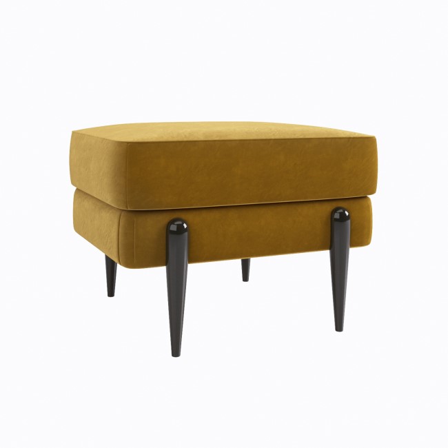 ALMOST PERFECT - Small Mustard Velvet Footstool - Rosie