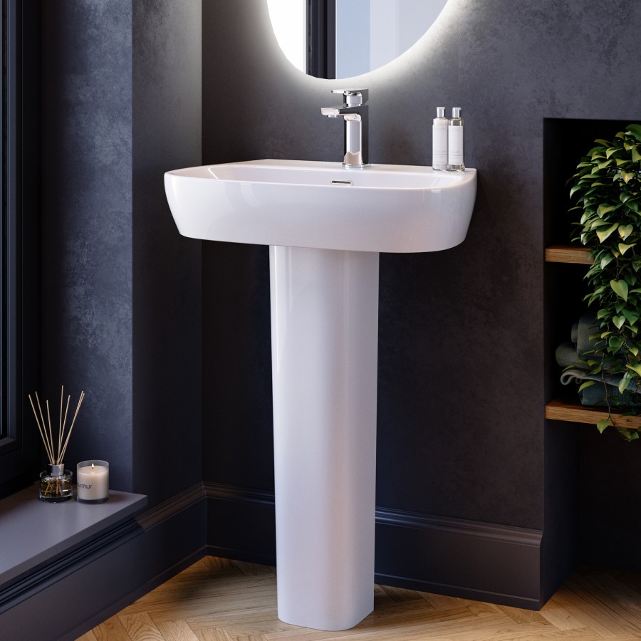 Full Pedestal 1 Tap Hole Basin 615mm - Roma