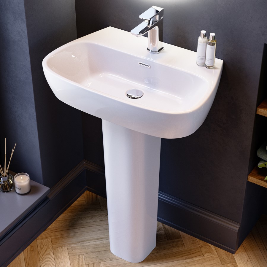 Full Pedestal 1 Tap Hole Basin 615mm - Roma