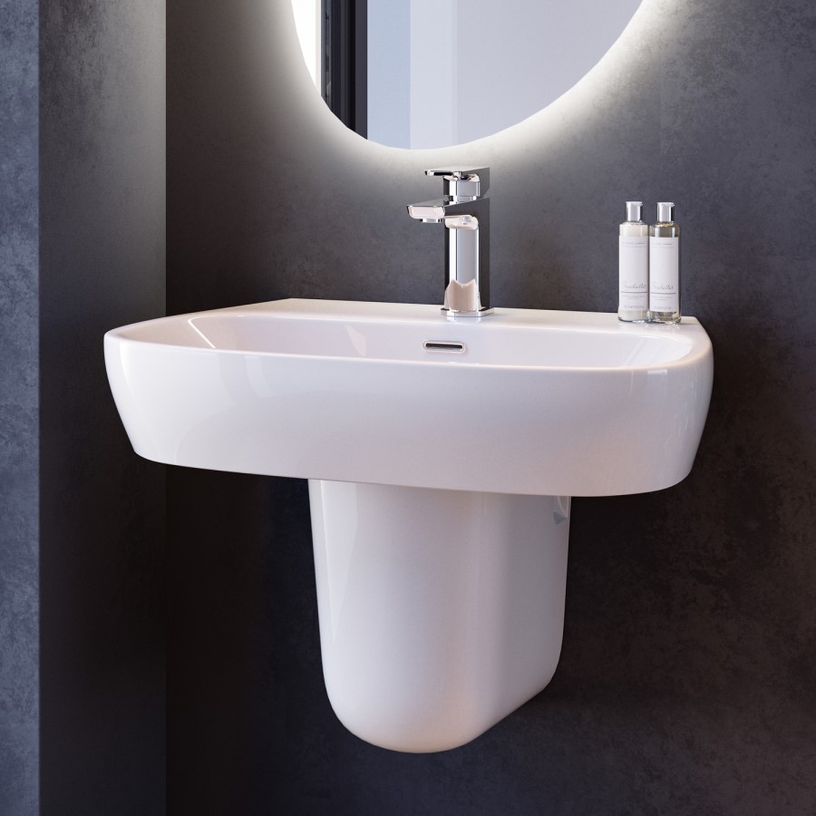 Semi Pedestal 1 Tap Hole Basin 615mm - Roma