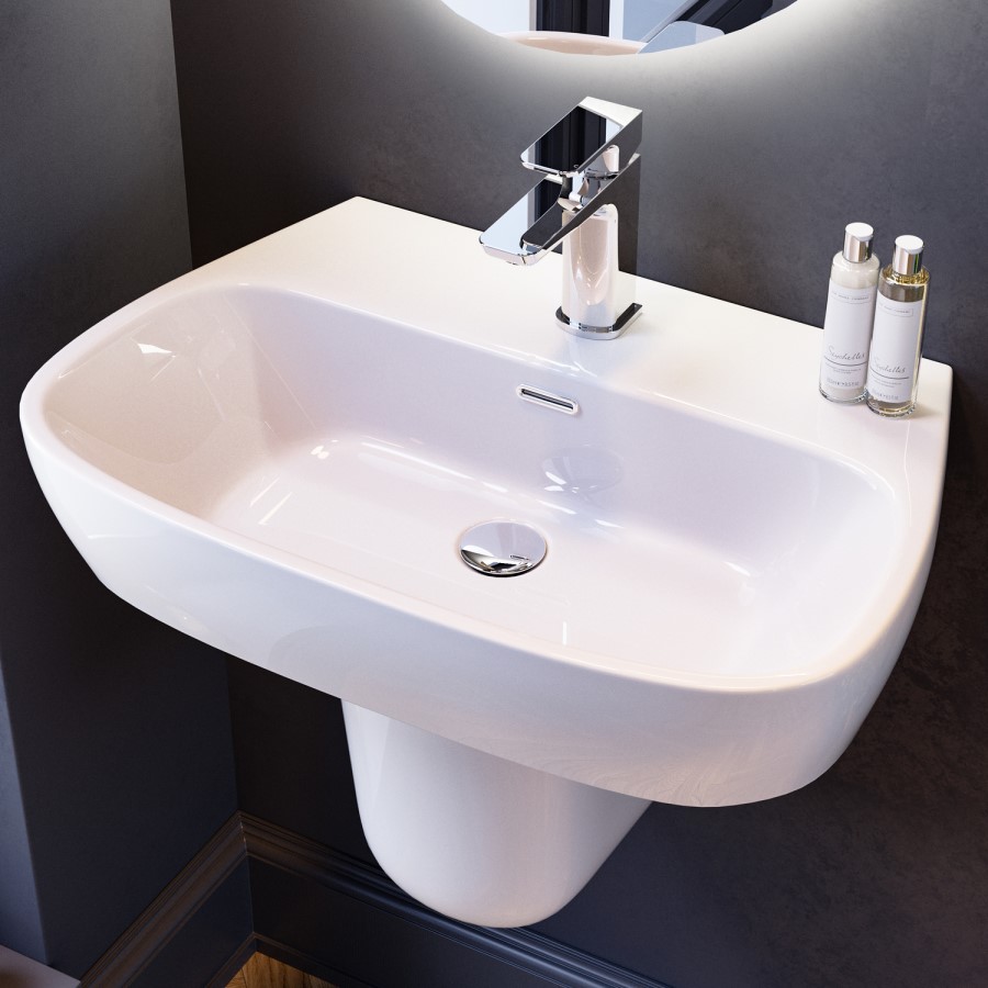 Semi Pedestal 1 Tap Hole Basin 615mm - Roma