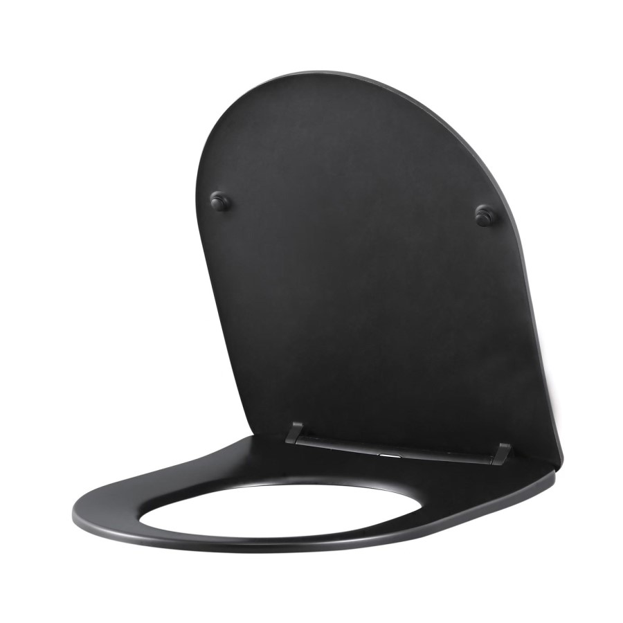Matt Black Close Coupled Rimless Toilet with Soft Close Seat - Roma