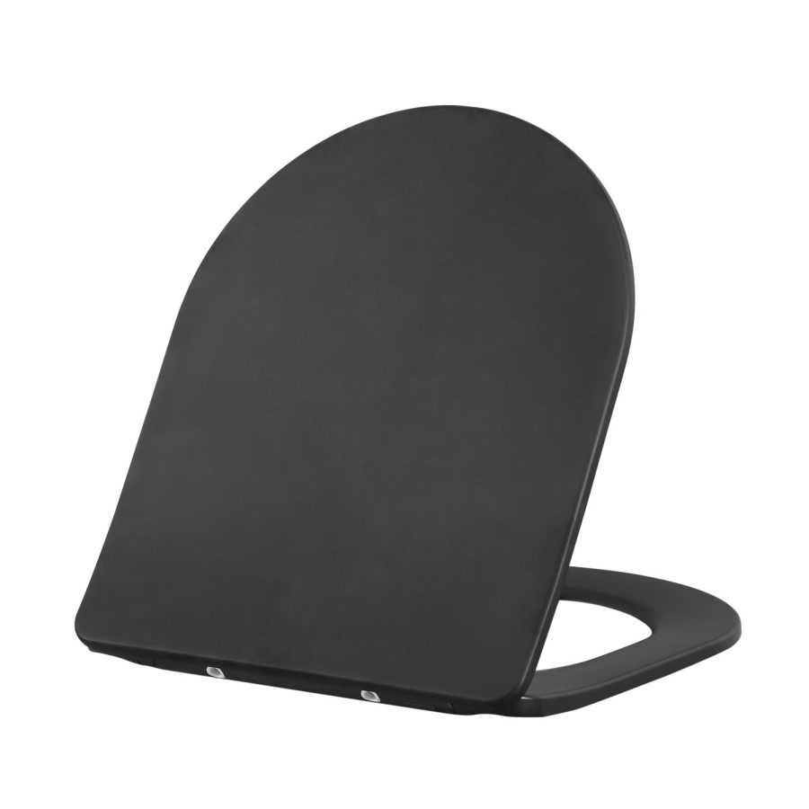 Matt Black Close Coupled Rimless Toilet with Soft Close Seat - Roma