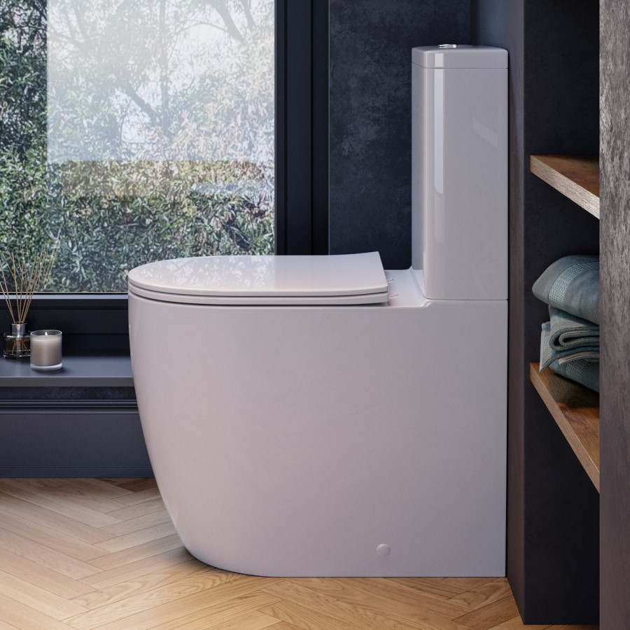 White Comfort Height Close Coupled Toilet - Roma