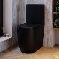 Matt Black Comfort Height Close Coupled Toilet - Roma