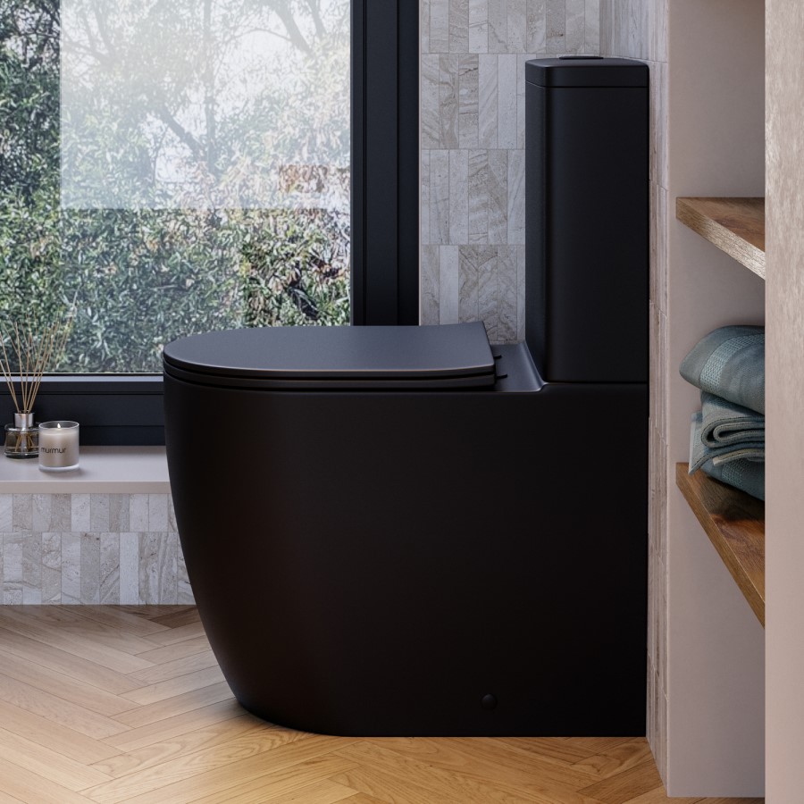 Matt Black Comfort Height Close Coupled Toilet - Roma