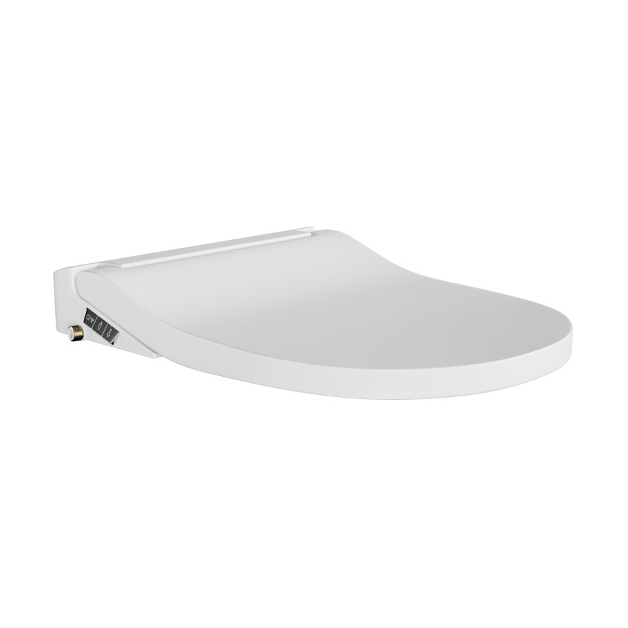 Wall Hung Smart Bidet Japanese Toilet with Heated Seat, Brushed Brass Pneumatic Flush Plate, 820mm Frame & Cistern - Purificare