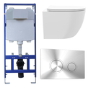 White Wall Hung Toilet with Soft Close Seat, Chrome Mechanical Flush Plate with 1160mm Frame & Cistern - Roma