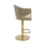 Set of 4 Beige Velvet Adjustable Swivel Bar Stools with Gold Base - Ronnie