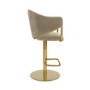 Set of 3 Beige Velvet Adjustable Swivel Bar Stools with Gold Base - Ronnie