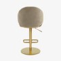 Set of 4 Beige Velvet Adjustable Swivel Bar Stools with Gold Base - Ronnie