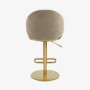 Set of 3 Beige Velvet Adjustable Swivel Bar Stools with Gold Base - Ronnie