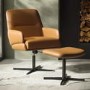 Tan Faux Leather Accent Chair with Footstool - Rowan