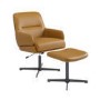 Tan Faux Leather Office Chair with Footrest - Rowan