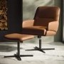 Tan Faux Leather Accent Chair with Footstool - Rowan