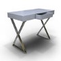 Grey High Gloss Dressing Table with Chrome Cross Legs and Storage - Roxy