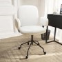 White Marble & Cream Boucle Office Desk and Chair Set - Nico