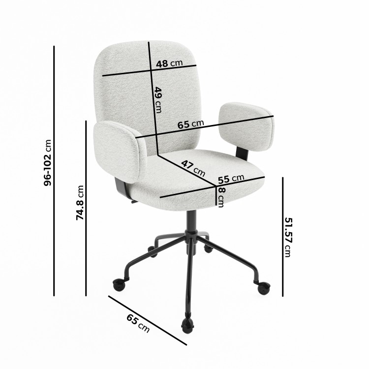 White Marble & Cream Boucle Office Desk and Chair Set - Nico