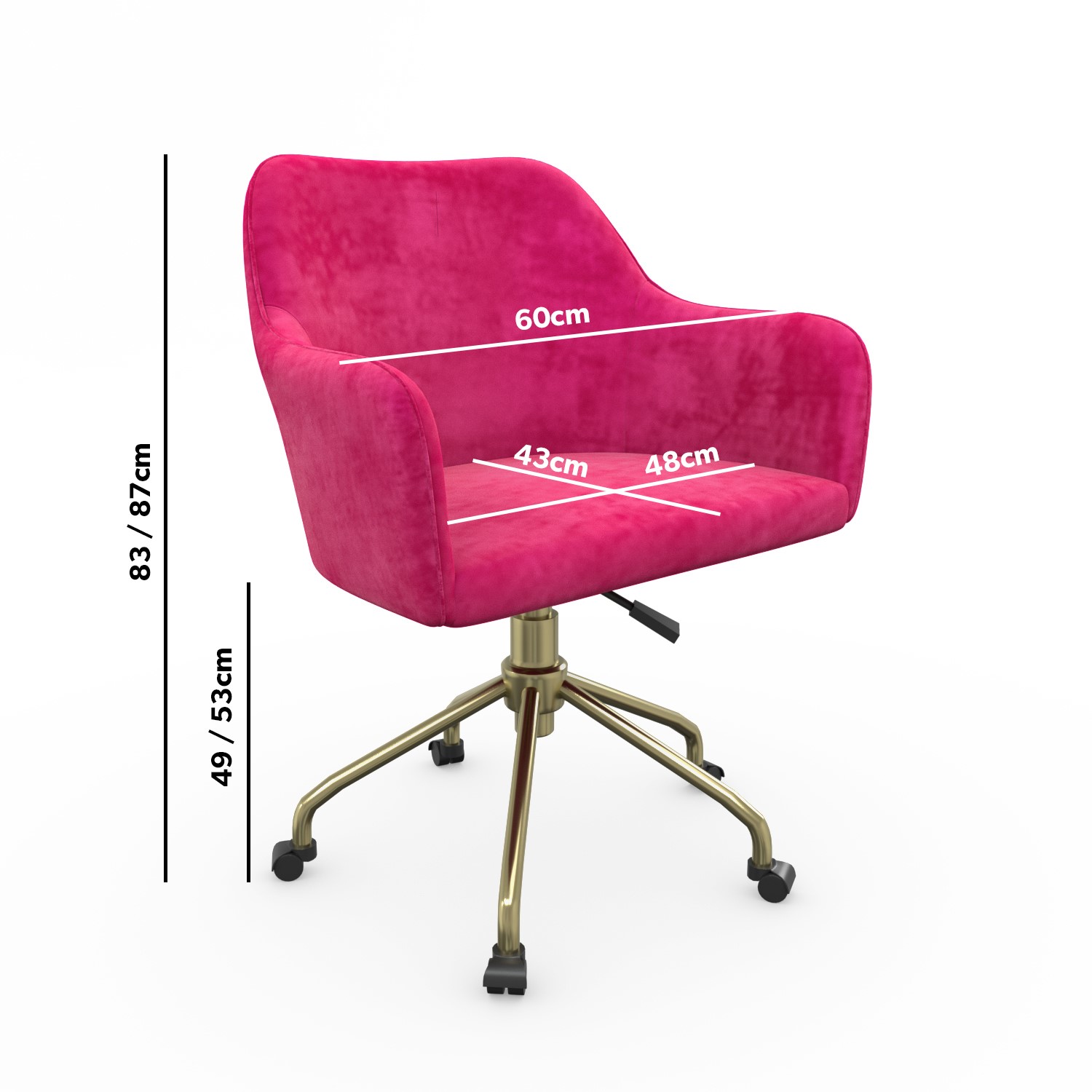 White Marble Effect Office Desk & Hot Pink Velvet Office Chair Roxy