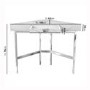 White Faux Marble Corner Desk & Teddy Fabric Office Chair Set - Roxy - Rowan